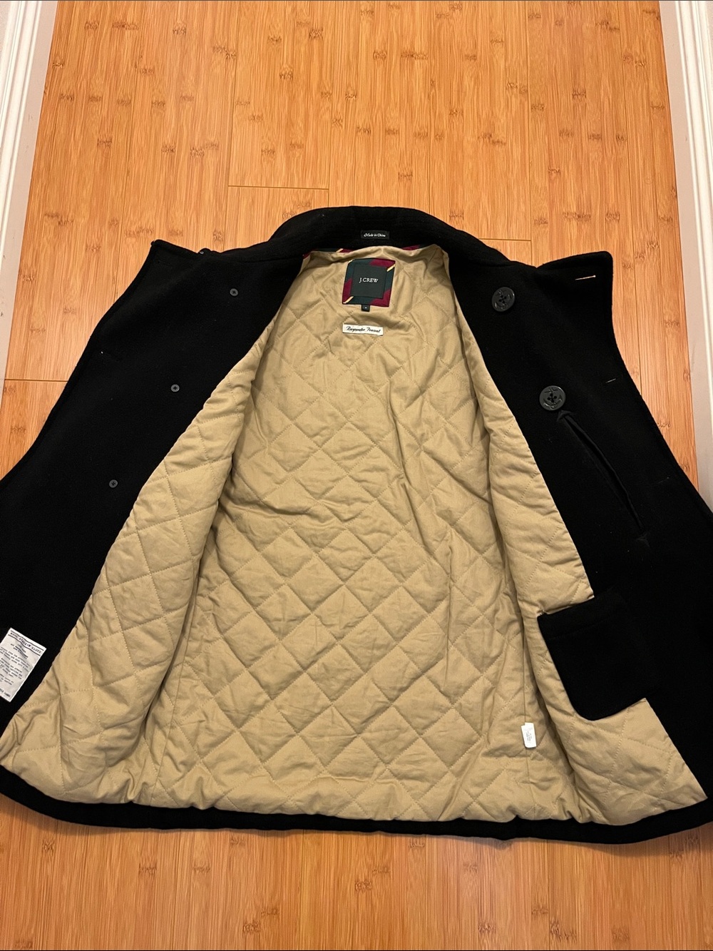 J. Crew Men’s Black Double-Breasted Wool Peacoat - Picture 3 of 16